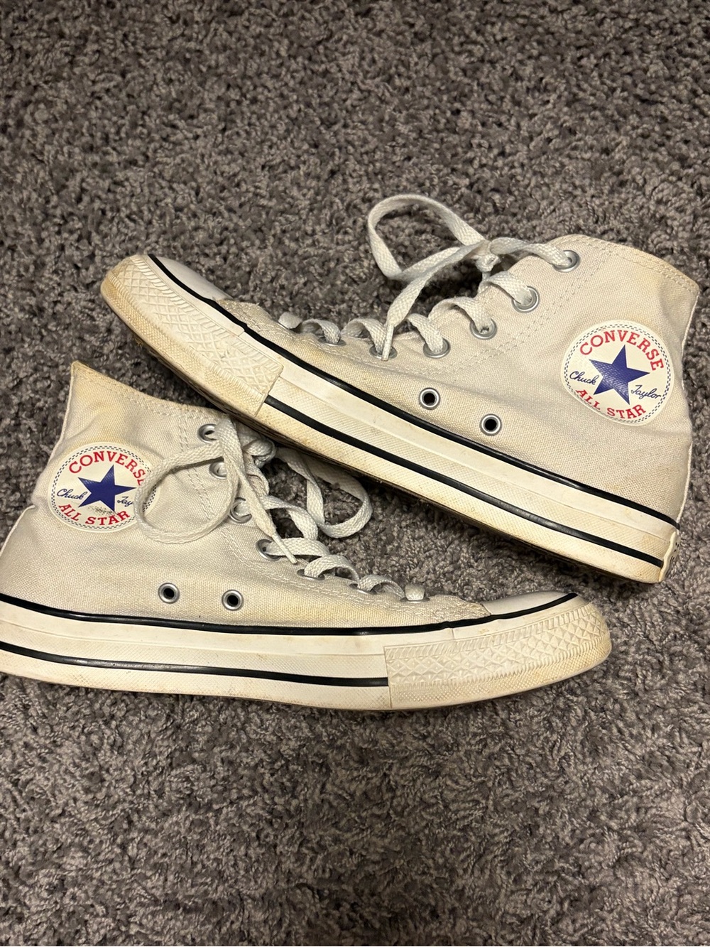 Converse Kids High-Top Sneakers in Off-White with Navy Star